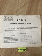 note technique 1970 Motobécane Motoconfort SP93D Batterie SP93 D