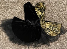 THEATRICALS DANCE COSTUME Gold / Black Velvet Ballerina Dress W/Tutu Women Small