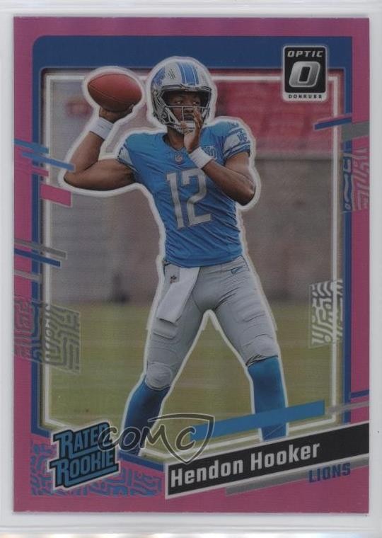 2023 Panini Donruss Rated Rookie Optic Preview Pink Prizm Hendon Hooker 1r05