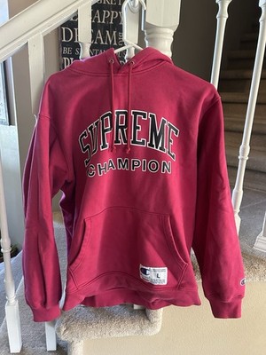 Rare Supreme X Champion Pink Hoodie, Men s Large, Pre-Owned 100% Authentic