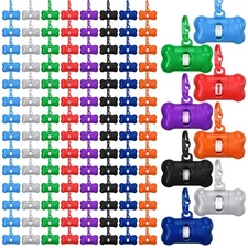 Zhehao 120 Pcs Bone Shaped Dog Poop Bag Dispensers with Disposal Small Dog Wa...