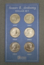 1979 P,D,S and 1980 P,D,S Susan B Anthony Dollar 6 Coin Set Littleton Co.
