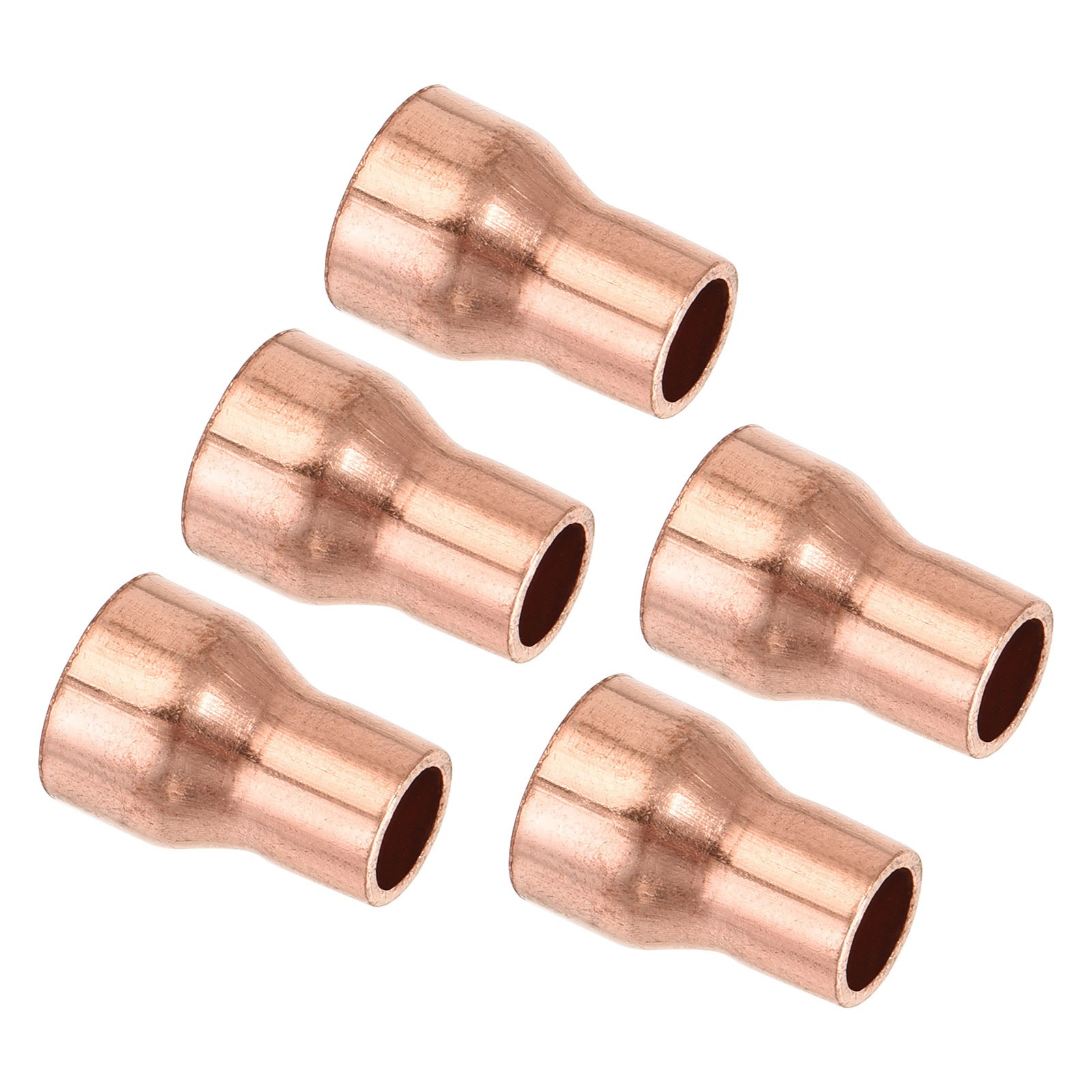 5 x Reducing Copper Coupling Fitting Straight with Sweat End 3/8 x 1/4 Inch ID