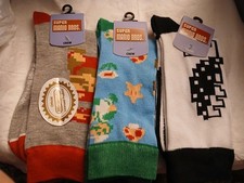 Super Mario Bros 3 Three Pair Casual Crew Socks Bioworld Shoe Sizes 10 -13 NEW