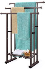 40" Tall Standing Towel Racks for Bathroom, 3 Tier Towel Rack Stand with Stor...