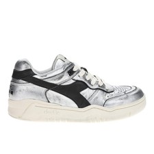 diadora B.560 Used Metallic Lace Up Womens Silver Sneakers Casual Shoes 181203-