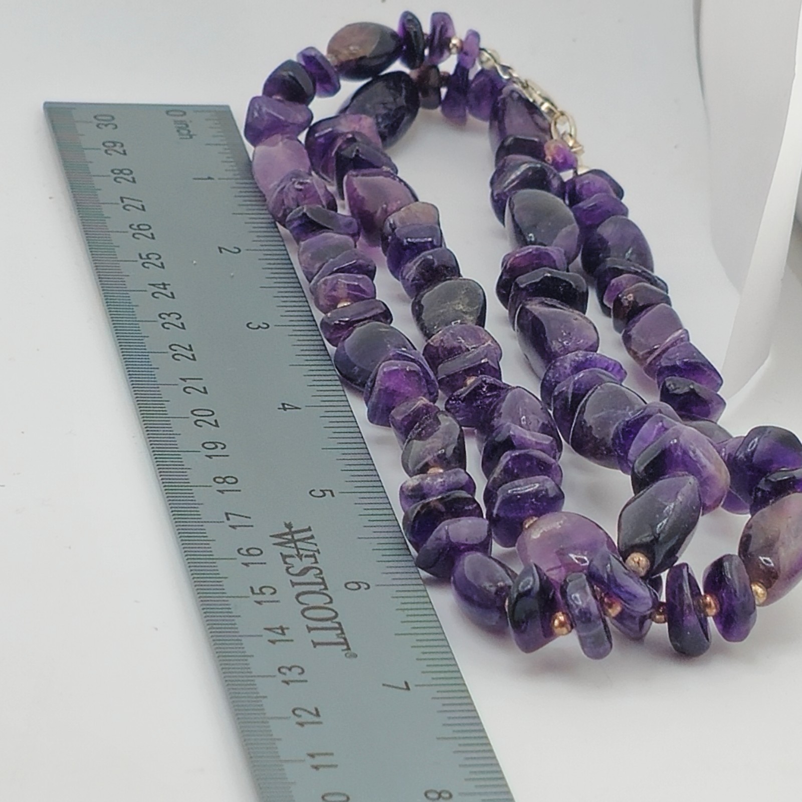 Amethyst Two Strand Statement Necklace Tumbled Nu… - image 7