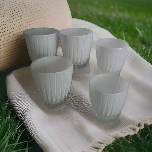 FABERGE Blanc de Blanc WHISKEY or WATER Lead Crystal Glasses Set Of 5 Marked - Picture 5 of 9