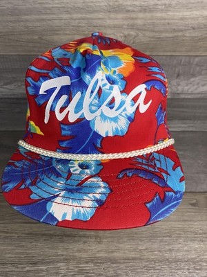 Vintage Tulsa San Sun Hat Cap Snap Back Red Hawaiian Rope Mens One Size 80s