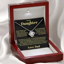 To My Daughter Necklace from Dad, Silver Pendant Jewelry Gift for Daughter