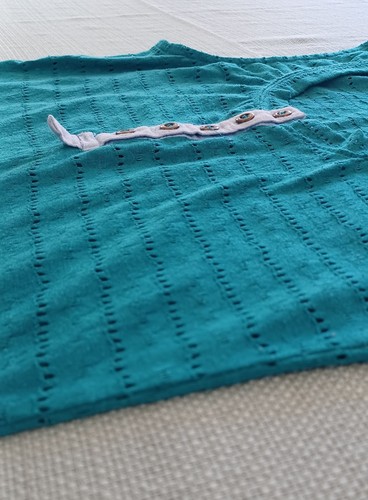 Camiseta sin mangas Belle du Jour pequeña para mujer azul verdoso verde lengüeta ventilada con botones - Imagen 13 de 20