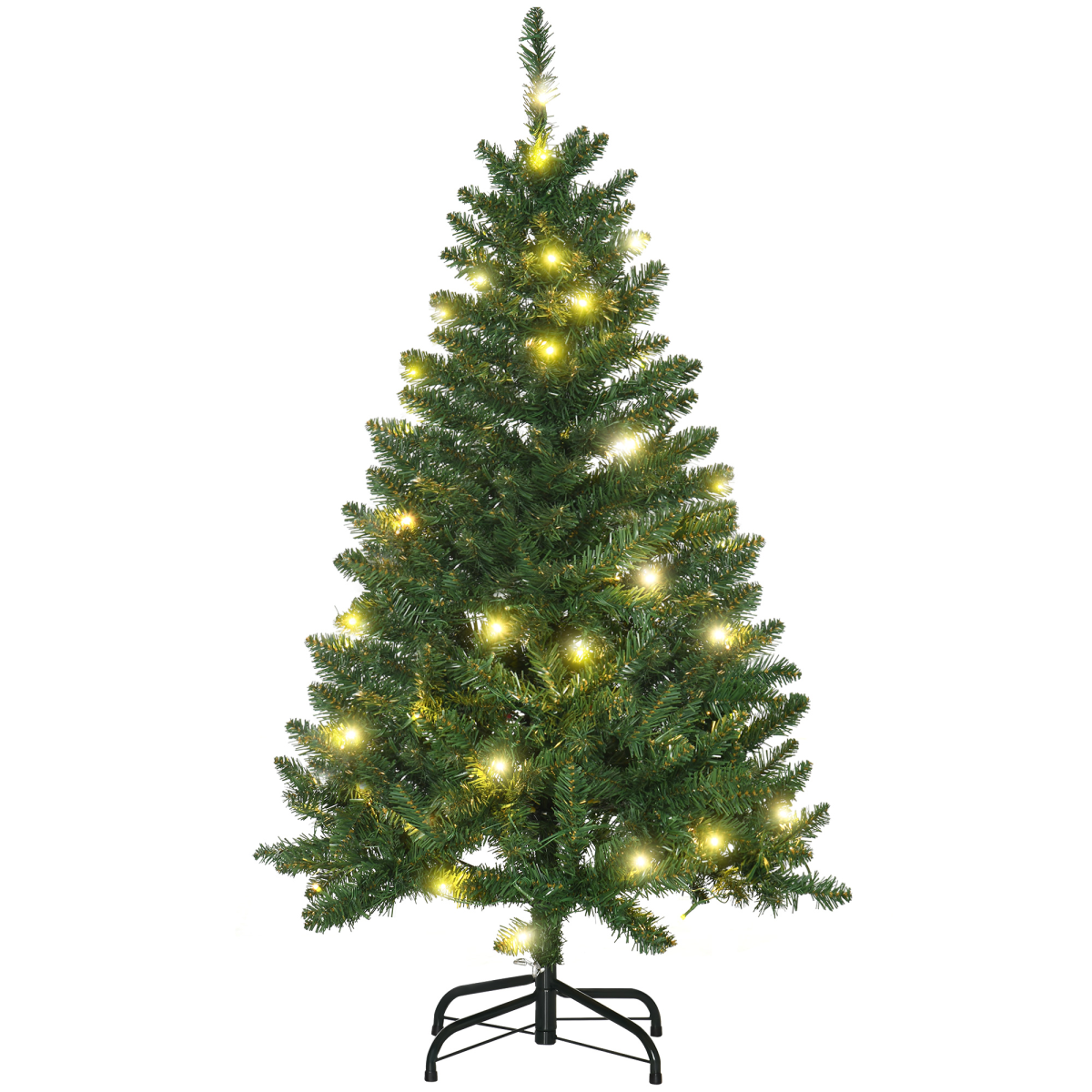 Homcom Unisex Green Prelit Artificial Christmas Tree W/ Warm White Light Xmas Decoration In 4Ft - Image 2