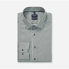 Olympus Luxor modern fit men's business shirt green white striped 120984 48