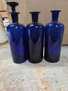 Blue Glass Apothecary Bottles