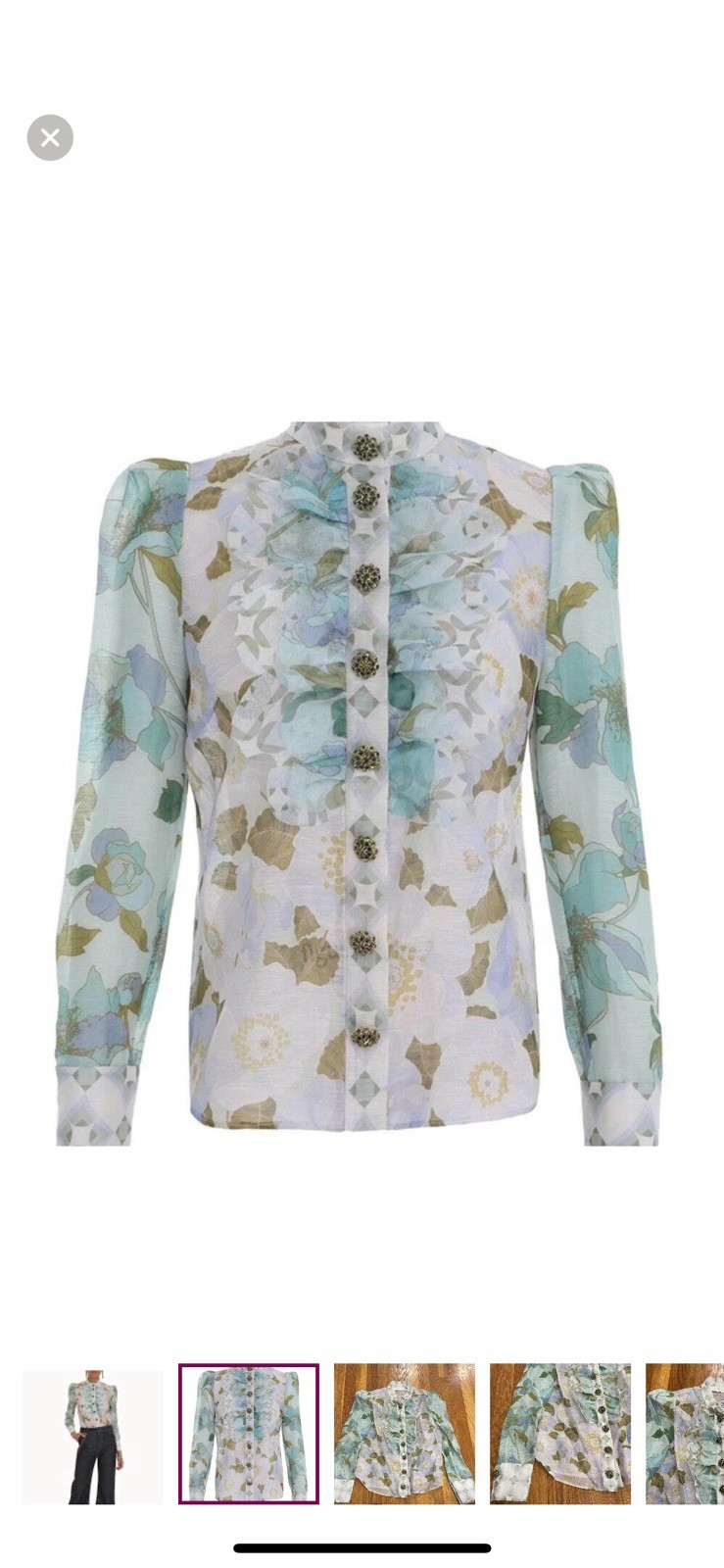 Zimmerman Rhythm Ruffled Patchwork Silk Blouse 0P - image 2