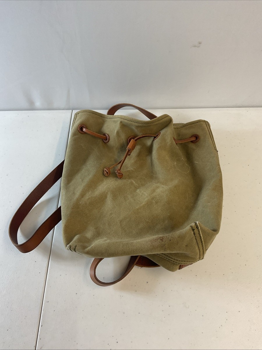 Madewell The Canvas Somerset Drawstring Backpack Green‎ Distressed MADEWELL Olive Canvas Somerset Drawstring Leather Strap  main image 3