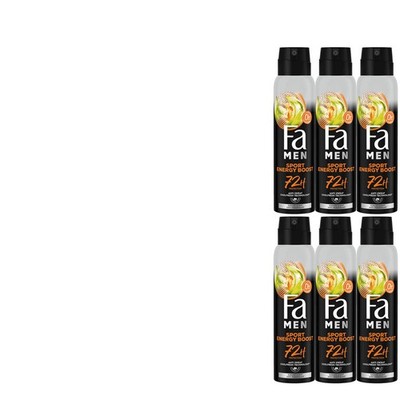 6x150ml Fa Men Deospray & Bodyspray Sport Energy Boost 72H Anti Schweiss Cool