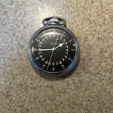 Hamilton Military Pocket Watch GCT Black Dial Runs Strong.