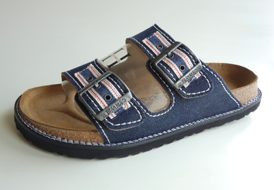 new BIRKI's by BIRKENSTOCK Canvas/Leather Sandal ARIZONA darkblue US8 EU39 UK6 N