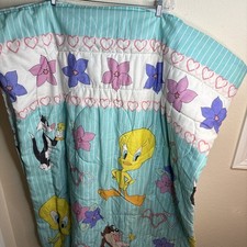 Vintage 1990s Twin Looney Tunes Comforter Bedding Tweety  Sylvester