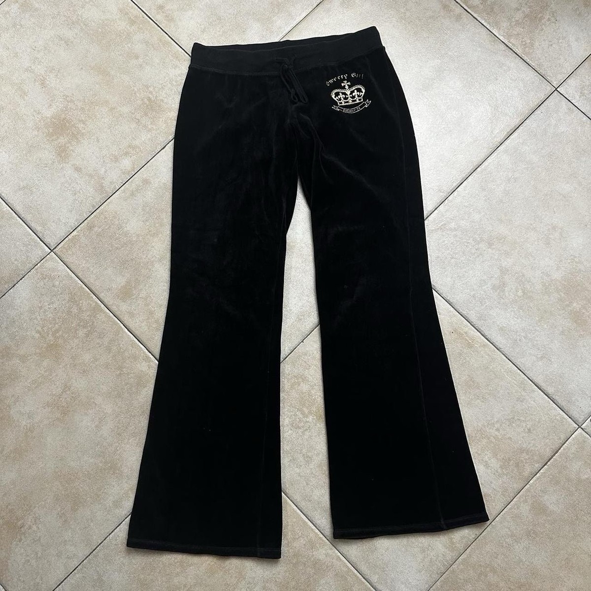 Real Y2K Gadzooks x Forever 21 Velvet Track Pants Black Womens M