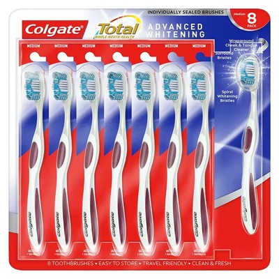 Colgate Total Advanced Whitening Medium Zahnbürste Zähne Clean Pack 8 Bürsten