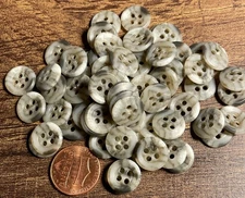24 Small Grey Dull Marblized Plastic Sew-through Shirt Buttons 1/2" 12.5mm 2870