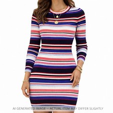 Tommy Hilfiger Ribbed Knit Bodycon Sweater Dress Womens Multicolor XXS Stretch