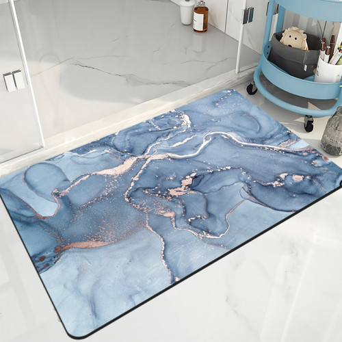 Badematte rutschfest saugfähig Badvorleger Badezimmerteppich Blau-012
