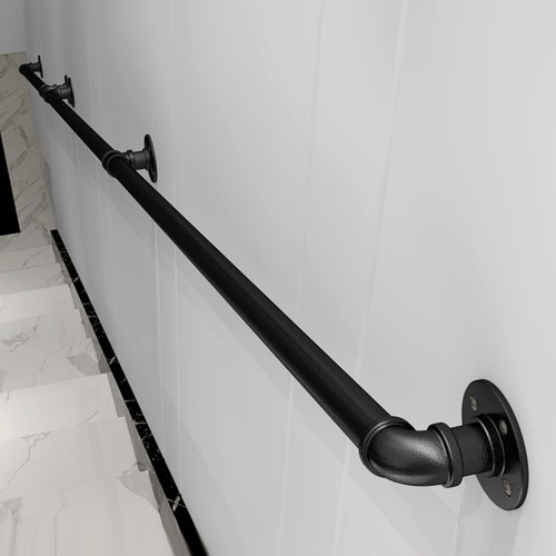 300CM Handlauf Treppengeländer Geländer Wandhandlauf Wasserrohr Handlauf Schwarz - Bild 11 von 13
