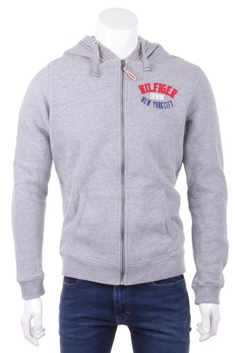 TOMMY HILFIGER Felpa con Zip Uomo Cappuccio Grigio Man | eBay