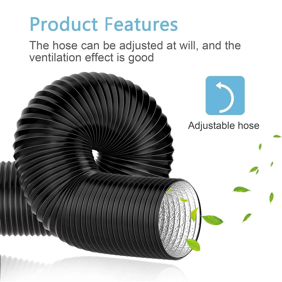Manguera de ventilación flexible para secadora de tubo de conductos de aluminio de 4-8 pulgadas 10-25 pies 4 capas para el hogar Foto 2 de 4