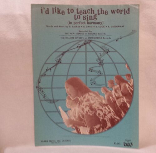 I'd Like To Teach The World To Sing Sheet Music Coca Cola Advertising Song 1971