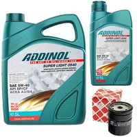 MotoröL Set Addinol 5W-40 Super Light 6 Liter + ÖLfilter FüR Opel Omega B Astra
