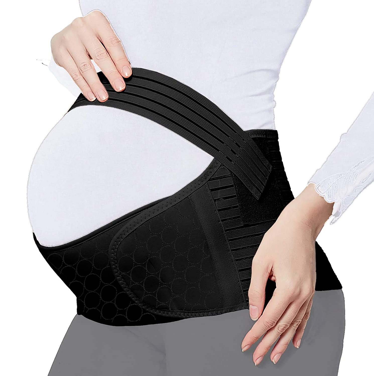 ChongErfei Maternity Support Belt Adjustable Black Large 39.5-51.3 Belly  Band