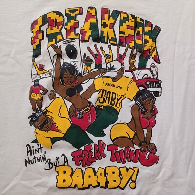 Vtg Freaknik T Shirt XL Beige Ain't Nuthin But A Freak Thang Baaaaby USA RARE
