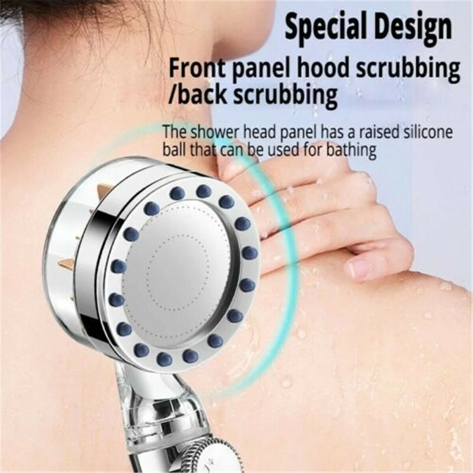 Hochdruck Duschkopf 360 Gedreh Wassersparende Handbrause Badezimmer Turbolader - Bild 2 von 4