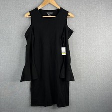 Jessica Howard Sweater Dress Womens Medium M Cold Shoulder Sleeve Black Knit New