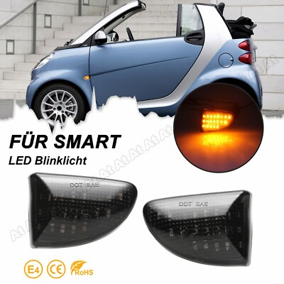 2x LED SEITENBLINKER BLINKER SCHWARZ FÜR SMART 451 MK1 II FORTWO COUPE 2007-2015