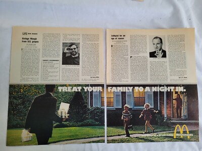 1972 VTG Original Magazine Ad McDonald's Treat Your Family To A Night In  2pg