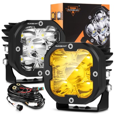 AUXBEAM 3'' Amber LED Driving Fog Light Pods for Jeep Wrangler JL Gladiator JT 4''