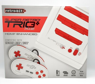 Super Retro Trio Plus+ HD Console NES SNES Sega Genesis (Mega