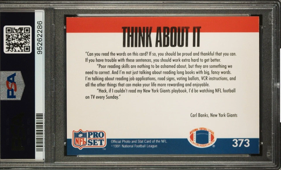 1991 Pro Set — Carl Banks — THINK ABOUT IT — PSA 7 — NEW (Nov 2024) — READ - Image 2 of 3