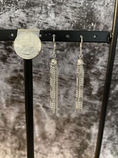 Costome Jewelry Solver Colored Hanging Chain Earrings.  Drop Dangle Clasp