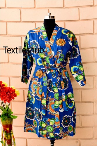 INDISCHER BAUMWOLLKIMONO BADEMANTEL NACHT MAXIKLEID KIMONO KLEID ALLE BLUMEN KIMONO USA - Bild 10 von 73