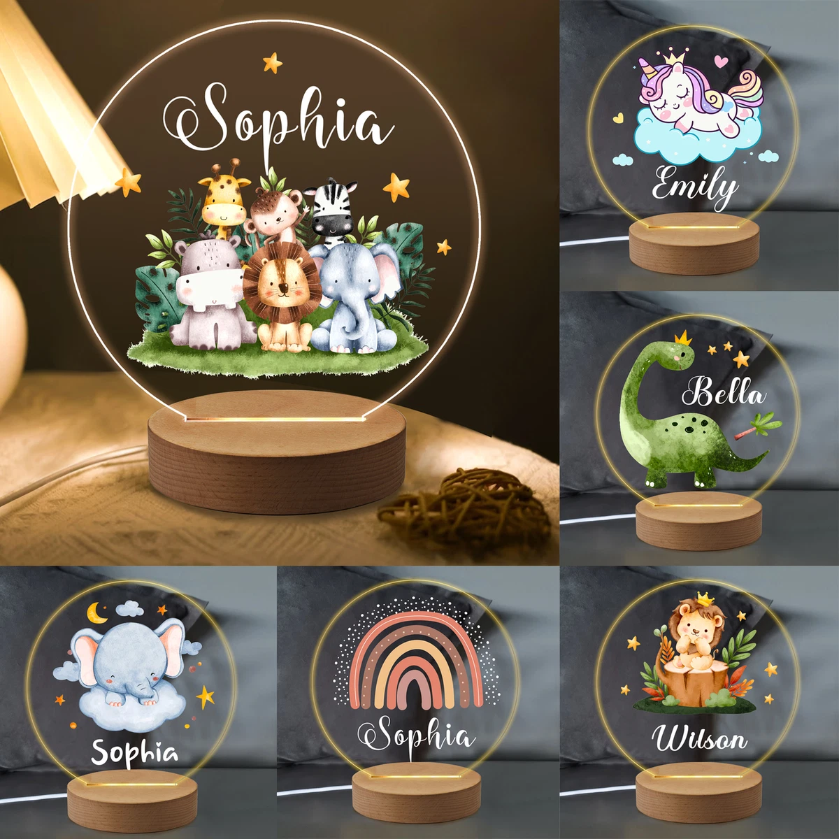 Personalised Kid s LED Night Light Table Lamp for Children s Room Birthday Gift