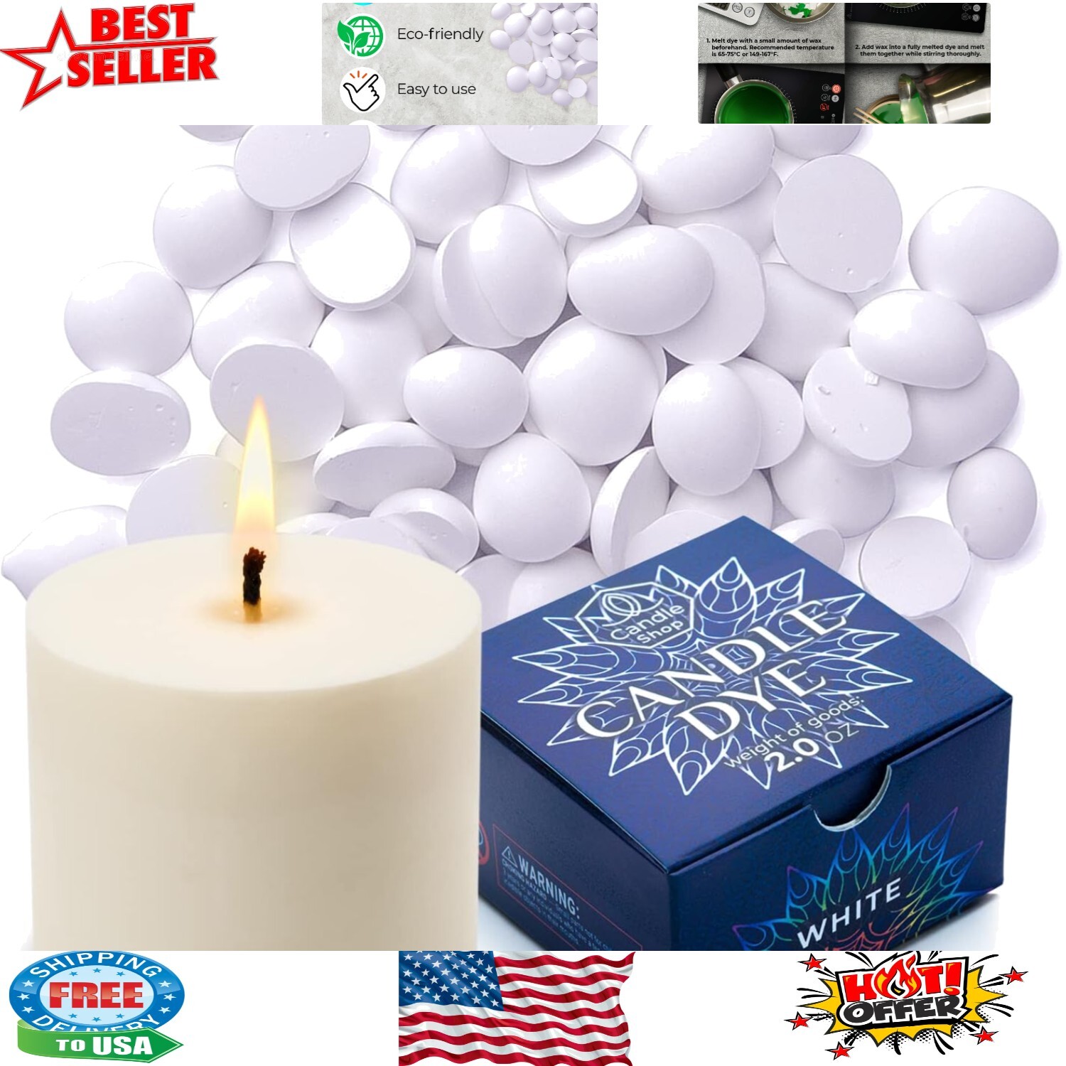 2oz White Dye Chips for Candle Making Economical All Wax Colors