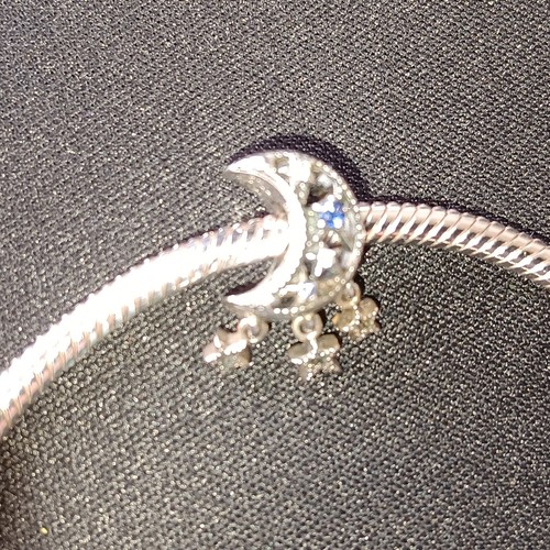 Pandora Slider Adjustable Bracelet w/ Star & Crescent Moon Charm and Gift Box - Picture 5 of 9
