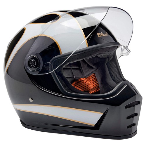 Lane Splitter ECE R22.06 Helmet - Gloss Black / Gloss White Flames - Picture 6 of 27