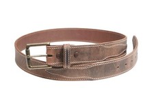 Mens Genuine Dist. Brown leather strap casual belt Amish crafted made in the USA